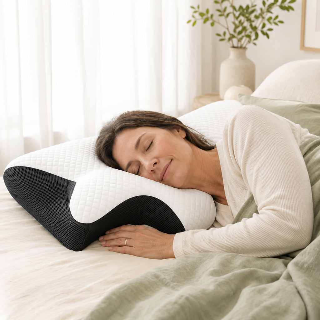Kvinde sover på Cervly pude
